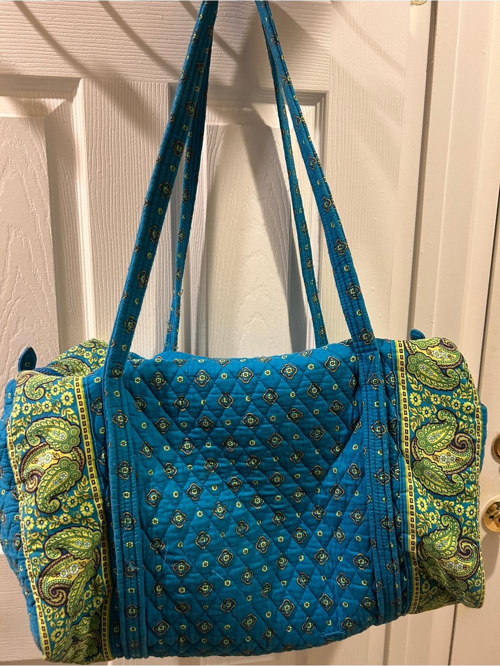2-pc. Country Provençal Quilted Travel Set Blue Green Paisley Weekender Duffel